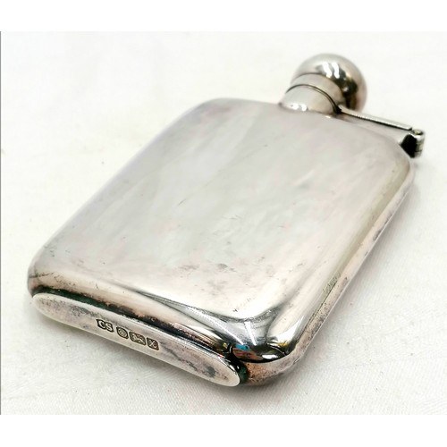 281 - 1997 silver hip flask by Camelot Silverware Ltd - weight 194g, in good condition and unengraved.