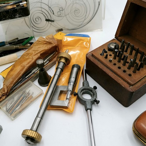 294 - Quantity of watchmakers / repairers tools including a part boxed staking set