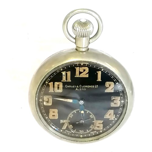 295 - 2 x WWII military marked pocket watch (Carley & Clemence Ld - A.3701 GS MK II) & split second stop w... 