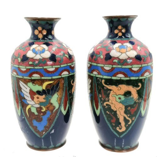 319 - Pair of small cloisonné vases - height 5