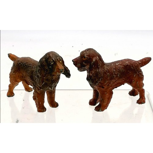 324 - 2 x spelter cold painted spaniels - height 2