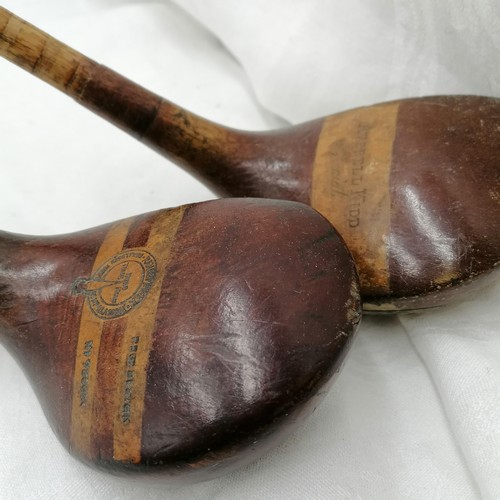 486 - 3 Hickory shafted golf clubs, Averill Kidd brass sold wood, Diamond mid iron D Anderson and son,Dona... 