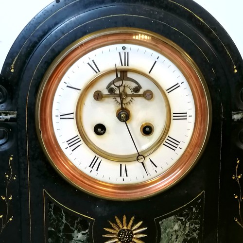 503 - French Baume Mercier black marble clock with visible escapement (working) - 15