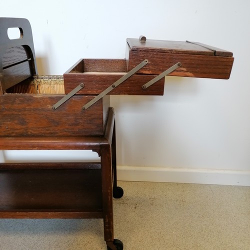 517 - Sewing box trolley t/w small lidded pot - total height approx 26½