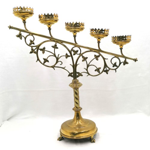 545 - Pair of Gothic Revival 5 branch candelabra, height 20