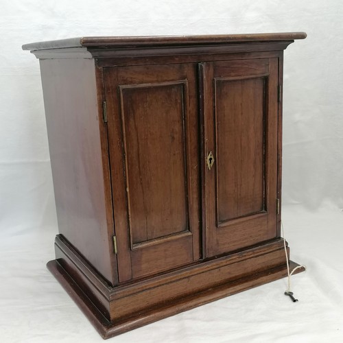 546 - Early 20thC mahogany table top cabinet fitted with drawers, original key. replaced catch on the door... 