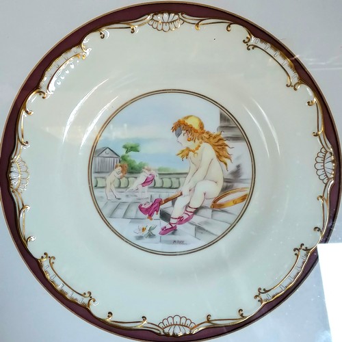 592 - Pair of framed Minton plates of children playing - 16