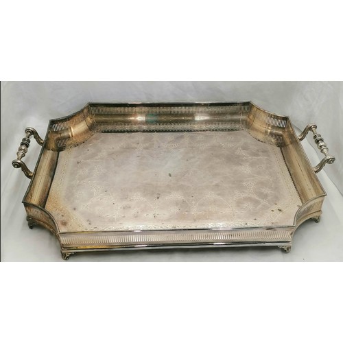 599 - Silver plated galleried tray by Harrison Brothers & Howson, Sheffield - 27