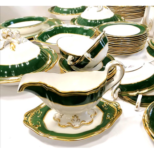 621 - Spode Harrogate 12 place setting of dinner plates, side plates, soup bowls & saucers, 3 tureens with... 