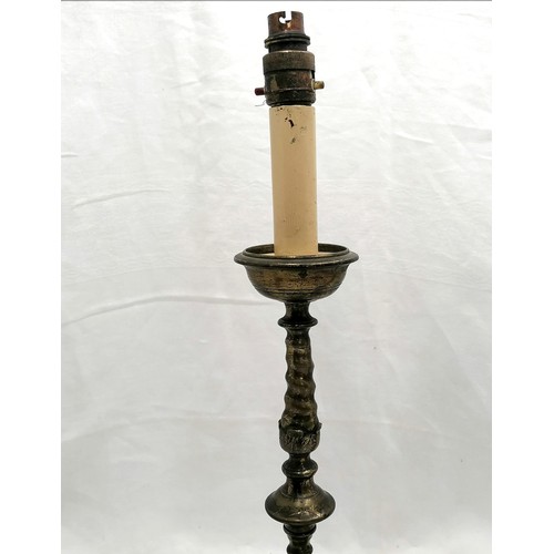 638 - Pair of brass candlestick style lampbases - c.1930's - 20