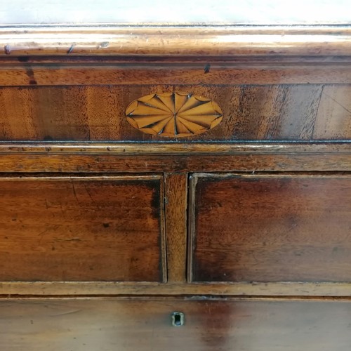 639 - Early 19th century mahogany 5 drawer chest with cross banding and ogee bracket feet and  later brass... 