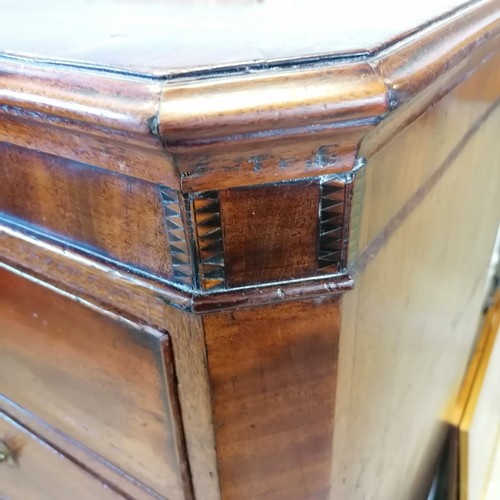 639 - Early 19th century mahogany 5 drawer chest with cross banding and ogee bracket feet and  later brass... 