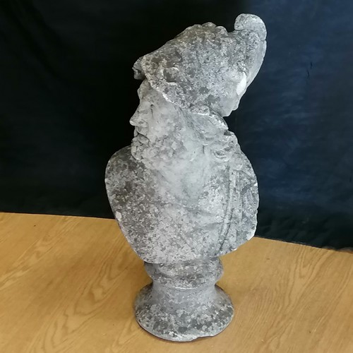 647 - small weathered garden figure of a bust of a man - 22