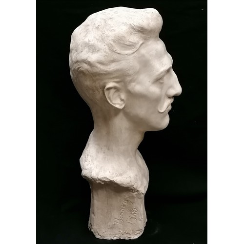 649 - Plaster bust of a gentleman signed Bannay 1910 - 21