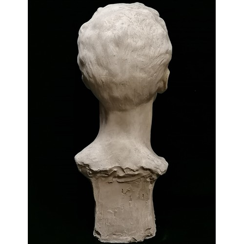 649 - Plaster bust of a gentleman signed Bannay 1910 - 21