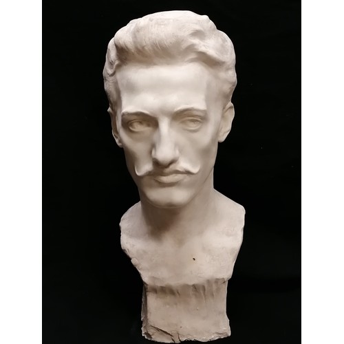 649 - Plaster bust of a gentleman signed Bannay 1910 - 21