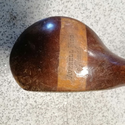 486 - 3 Hickory shafted golf clubs, Averill Kidd brass sold wood, Diamond mid iron D Anderson and son,Dona... 