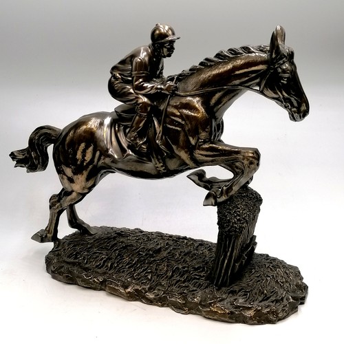 2 - Bronzed figure of a race horse and jockey, 14