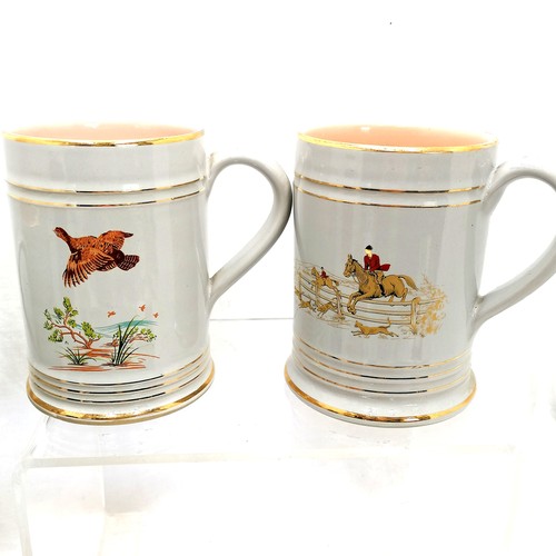 24 - Qty of Denby stoneware tankards depicting mainly hunting & country pursuits - tallest 5¼