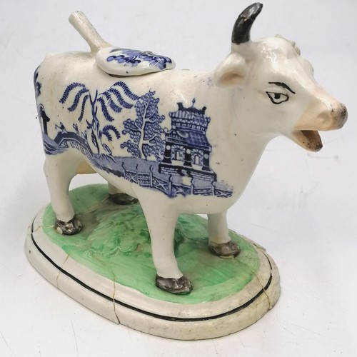 41 - Staffordshire cow creamer a/f stamped Old Staffordshire Ware - 5½