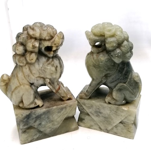 52 - Collection of oriental wares inc hardstone carved dogs of fu, ginger jar, miniature set - all a/f