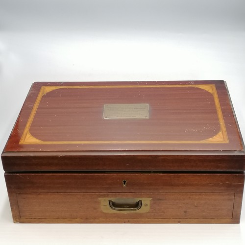 57 - Walker Hall & Son 1914 presentation canteen of cutlery in a mahogany & inlaid box with brass fitting... 