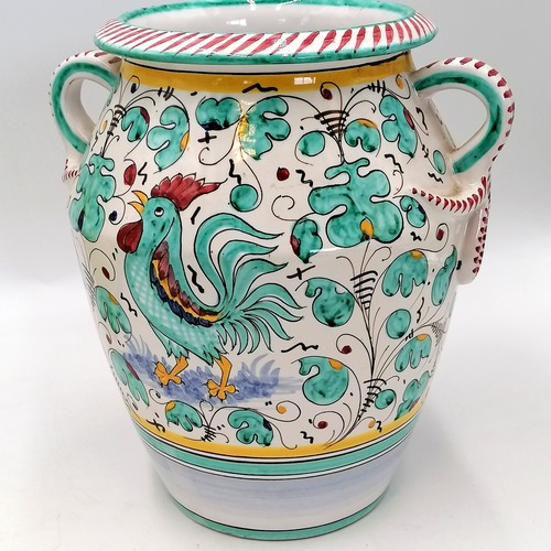 61 - Hand painted Italian 2 handled vase (8½