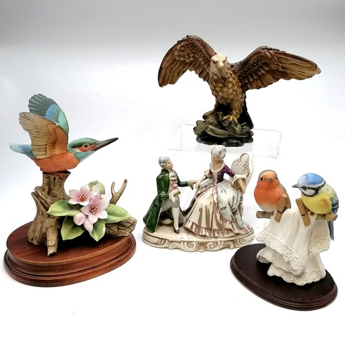 67 - 2 x porcelain bird figures on stands, tallest 8