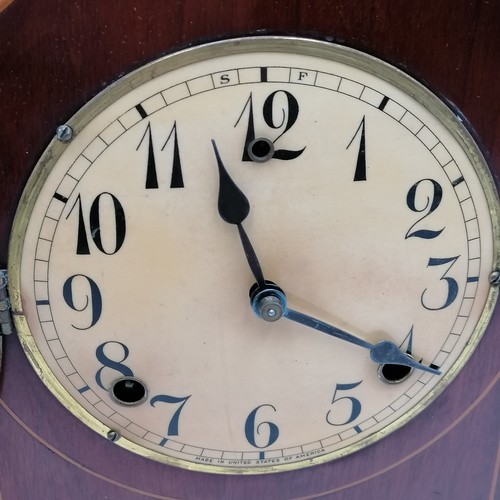 122 - Antique mahogany inlaid clock with strike mechanism - 12