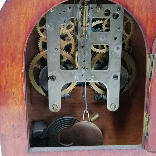 122 - Antique mahogany inlaid clock with strike mechanism - 12