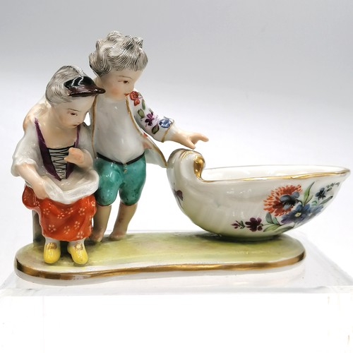 147 - Pair of Meissen figural table salts, children with seashells, 3.5