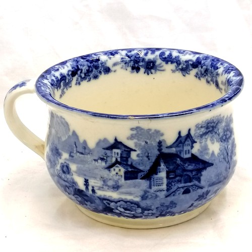 165 - Blue & white decorated childs / small potty (chip + crack to rim) (6½