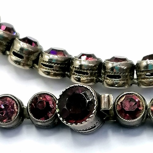 266 - Vintage silver & pink paste bracelet - 7½