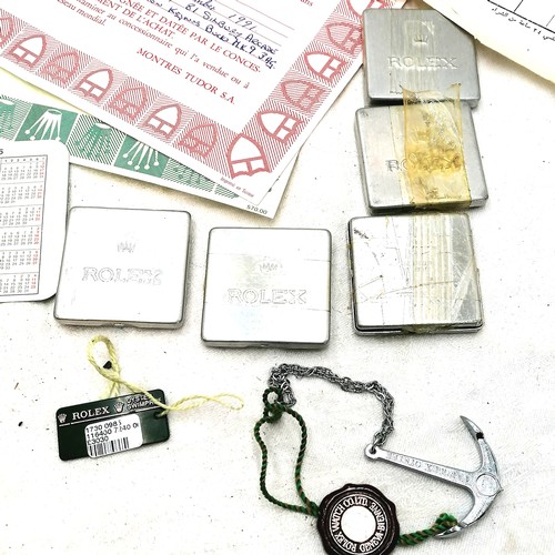 357 - 15 rolex certificates, Rolex wallet service pouch, 2 booklets, 6 swing tags, anchor swing tag plus 3... 