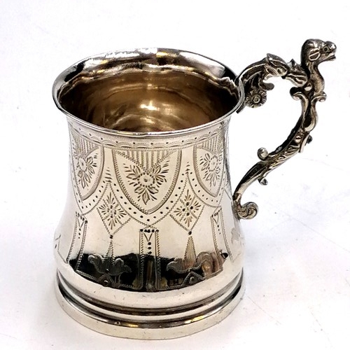 378 - Silver christening mug with dragon handle (3