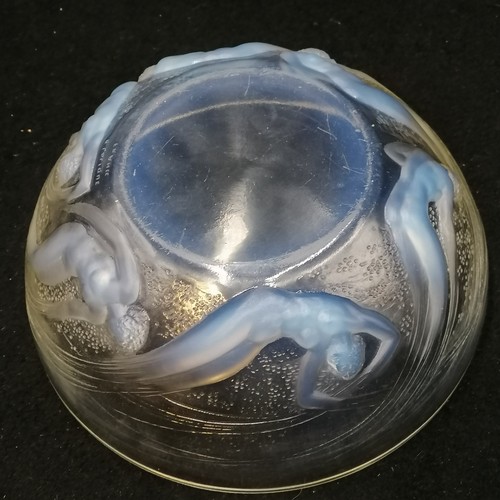 440 - R Lalique opalescent glass Ondines pattern bowl depicting 6 nymphs swimming around a central vortex.... 