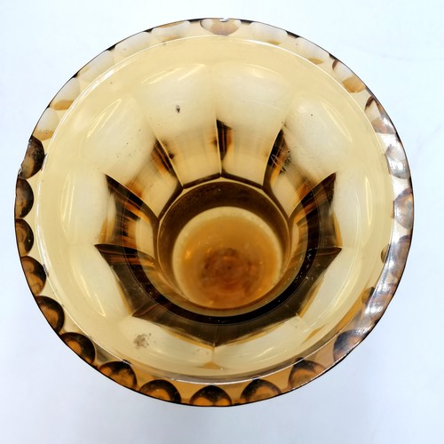 455 - Moser amber coloured glass vase with warrior figural frieze - 7¼