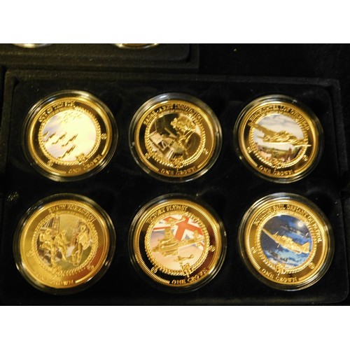 468 - 2015 cased set of 18 x Tristan da cunha 75th anniversary of the Battle of Britain crowns