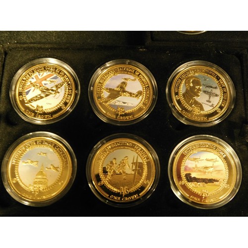 468 - 2015 cased set of 18 x Tristan da cunha 75th anniversary of the Battle of Britain crowns