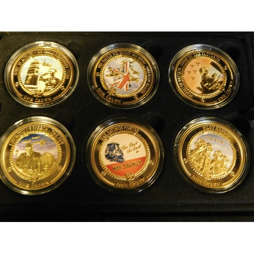 468 - 2015 cased set of 18 x Tristan da cunha 75th anniversary of the Battle of Britain crowns