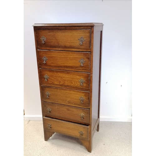 588 - c.1950's oak 6-drawer tall boy - 52