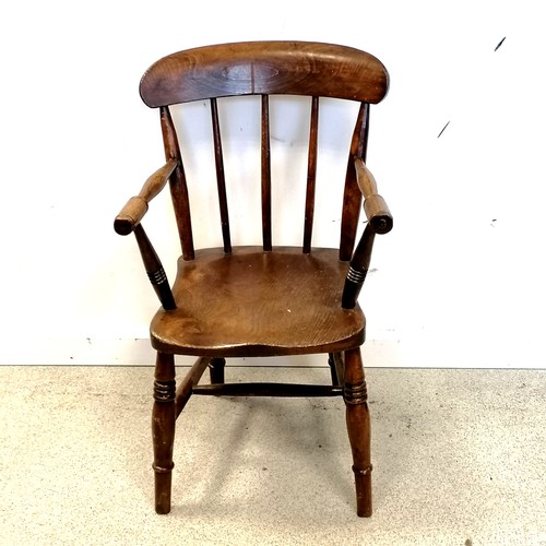 590 - Antique child's elm armchair - height 24