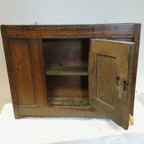 592 - 18th century oak panelled wall cabinet with single door - 28½