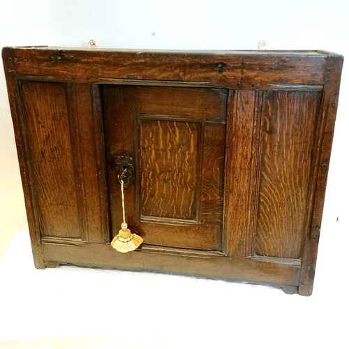 592 - 18th century oak panelled wall cabinet with single door - 28½