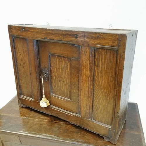 592 - 18th century oak panelled wall cabinet with single door - 28½