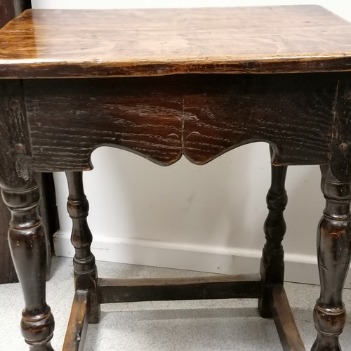 603 - Matched pair of period oak small Georgian side tables with fishbelly to skirt under top of both & na... 