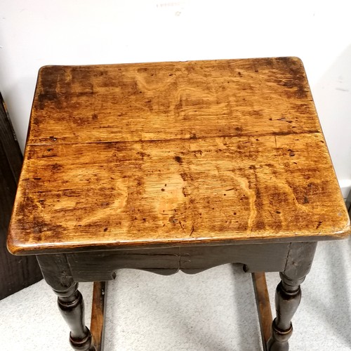 603 - Matched pair of period oak small Georgian side tables with fishbelly to skirt under top of both & na... 