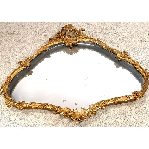 608 - Antique mirror backed gilt decorated display box mirror in the shape of an open fan - 24