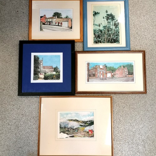 664 - 5 framed prints by Hilary Spencer