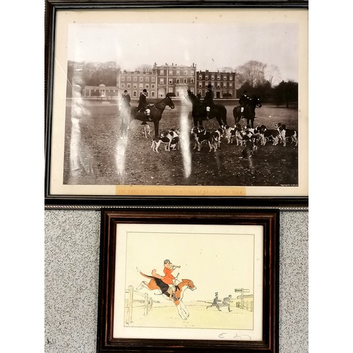 669 - Original photograph - Earl of Yarboroughs hounds at Brocklesby Park t/w original pen ink & watercolo... 